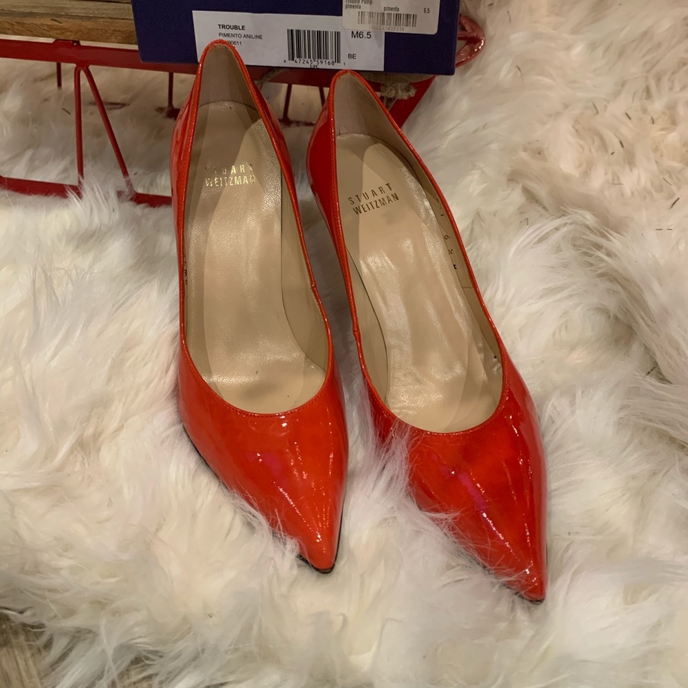 Red Patent Stuart Weitzman Trouble Heel Easter - image 8